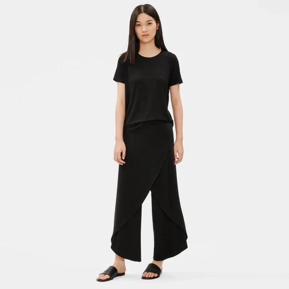 Eileen Fisher Cropped Crossover Wide Leg Pants - Picture 3 of 12